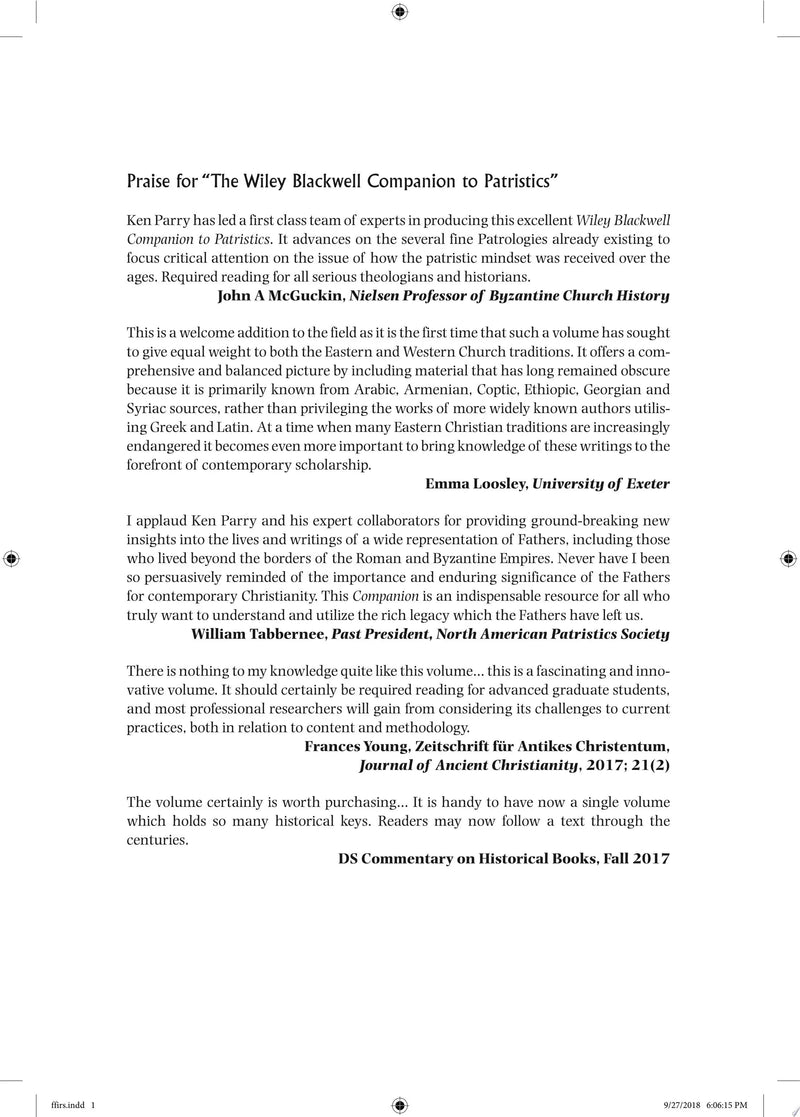 The Wiley Blackwell Companion to Patristics by Ken Parry