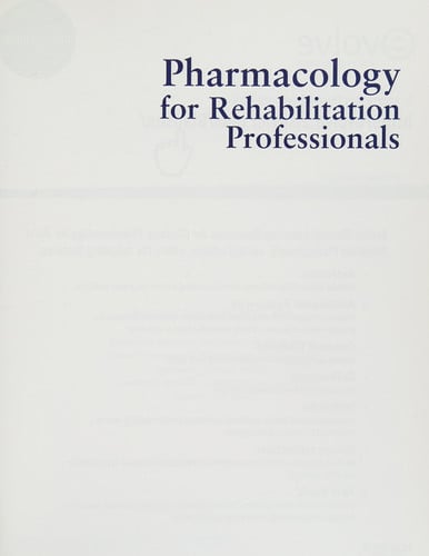 Pharmacology for Rehabilitation Professionals by Barbara Gladson