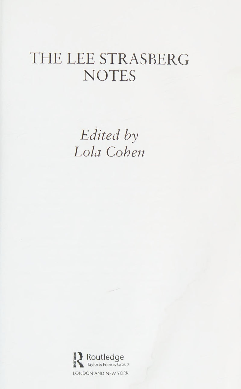 The Lee Strasberg Notes by Lee Strasberg